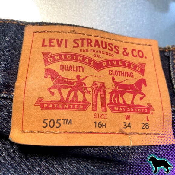 Levi's Men's 505 Regular Size 16 H Husky W 34 L 28 100% Cotton No Stretch - Picture 4 of 6